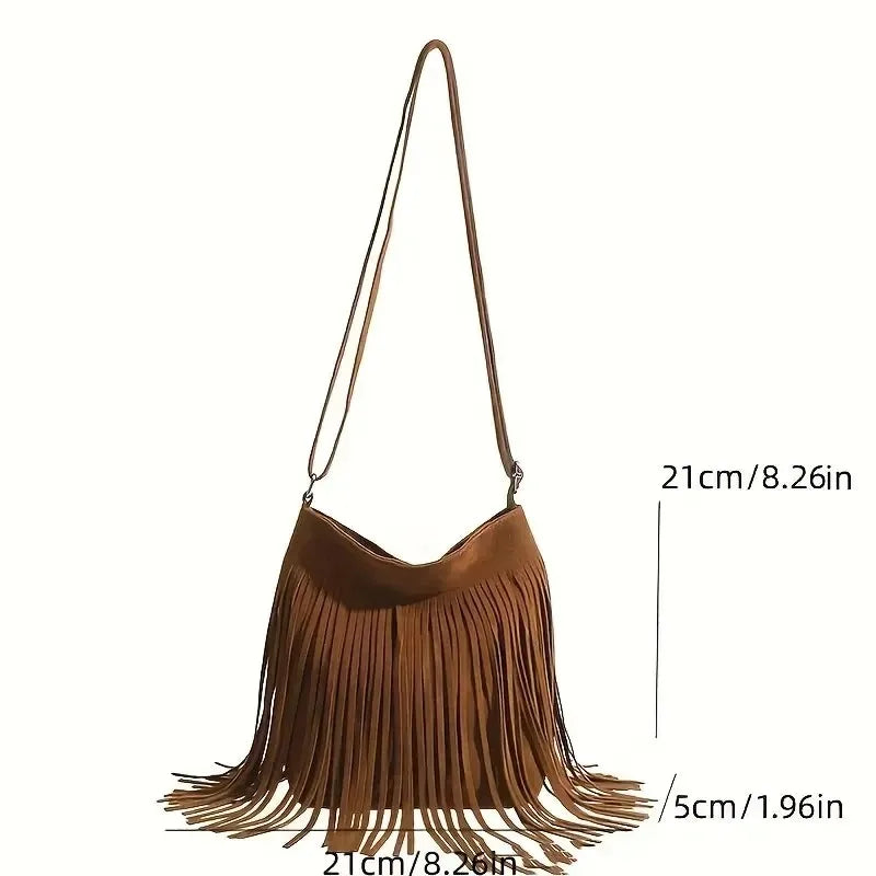Bolsa Tiracolo Camurça com Franjas