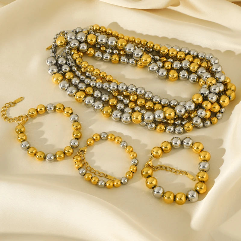 Conjunto de Colar e Pulseira em Aço Inox