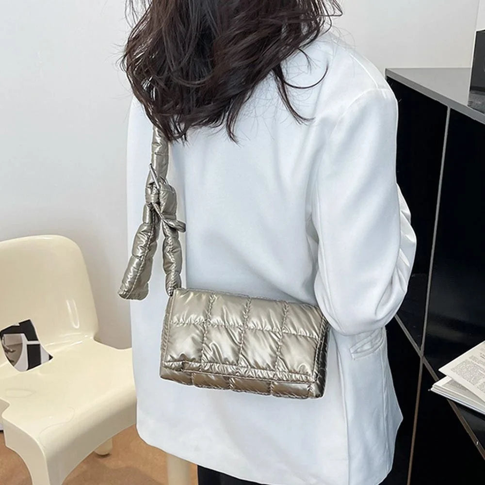 Bolsa Puffer Tote Metalizada Casual Esportiva