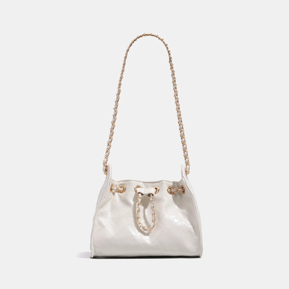 Bolsa Shoulder com Corrente Trançada Diamantada e Alça Única