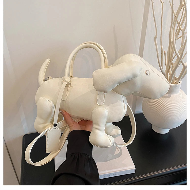 Bolsa Cachorro Cartoon 3D Couro PU com Alça Superior