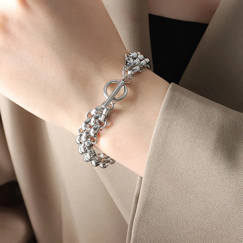 Colar e Pulseira em Aço Inoxidável