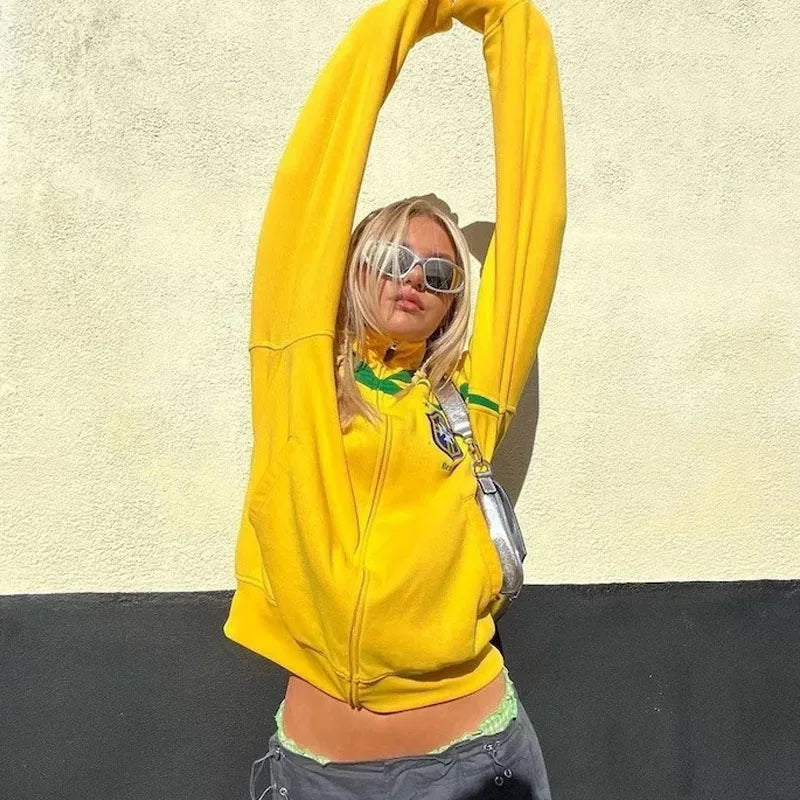 Moletom Oversized com Zíper Estilo Retrô