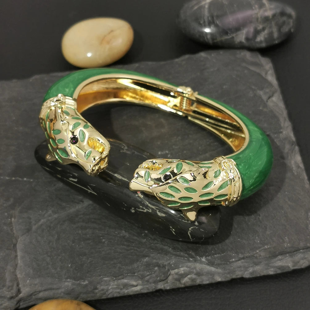 Bracelete Leopardo Esmaltado  Luxo