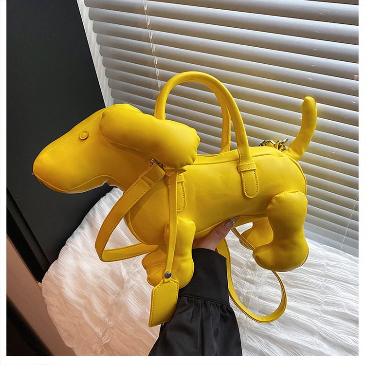 Bolsa Cachorro Cartoon 3D Couro PU com Alça Superior