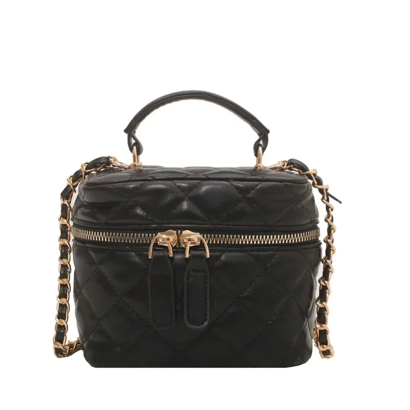 Mini Bolsa Box Matelassê com Corrente Dourada e Alça Superior