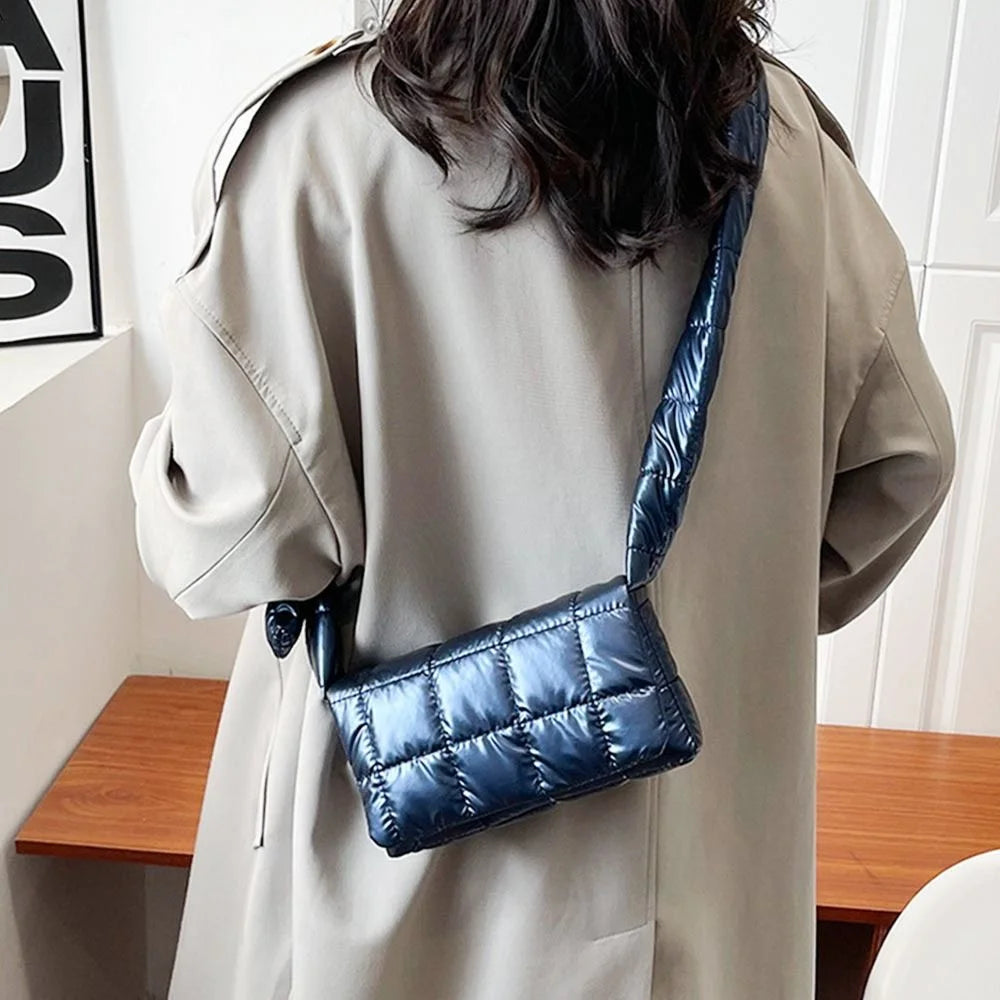 Bolsa Puffer Tote Metalizada Casual Esportiva