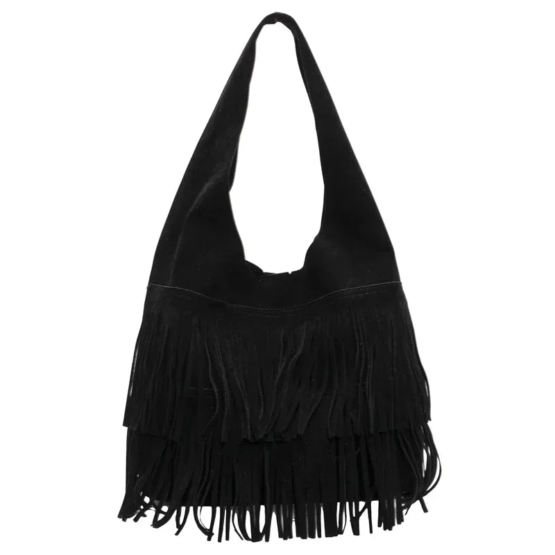Bolsa Boho Camurça com Franjas em Camadas