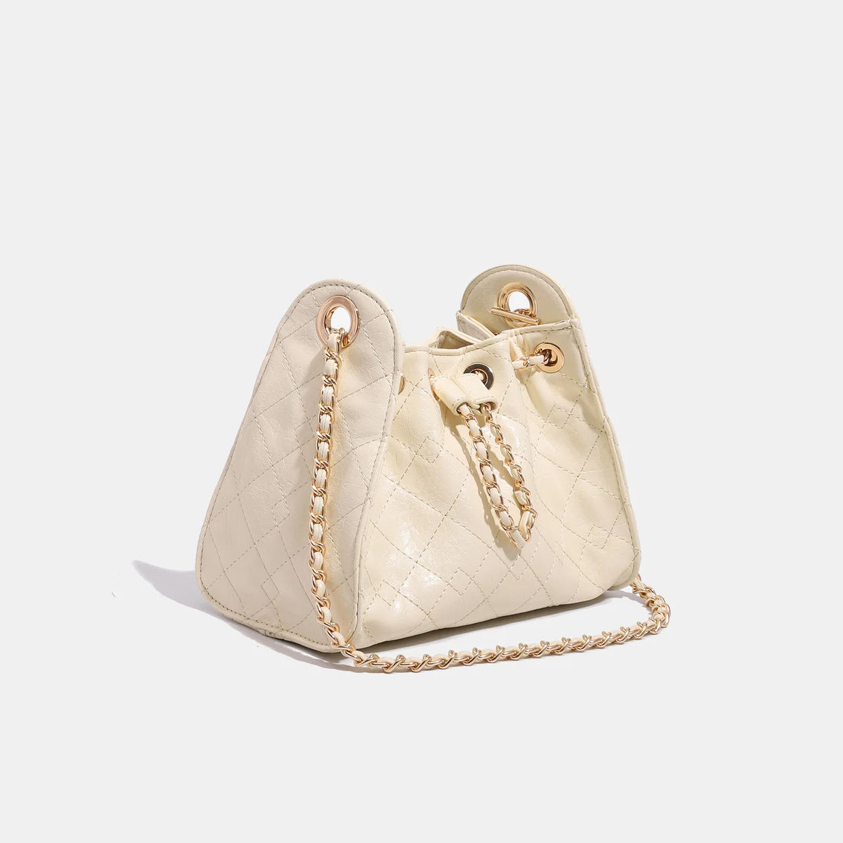 Bolsa Shoulder com Corrente Trançada Diamantada e Alça Única
