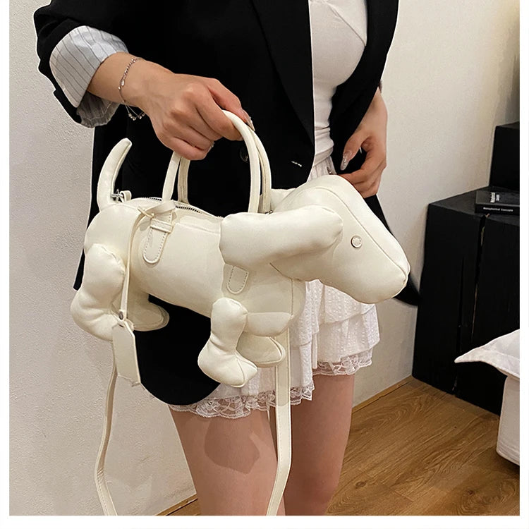 Bolsa Cachorro Cartoon 3D Couro PU com Alça Superior