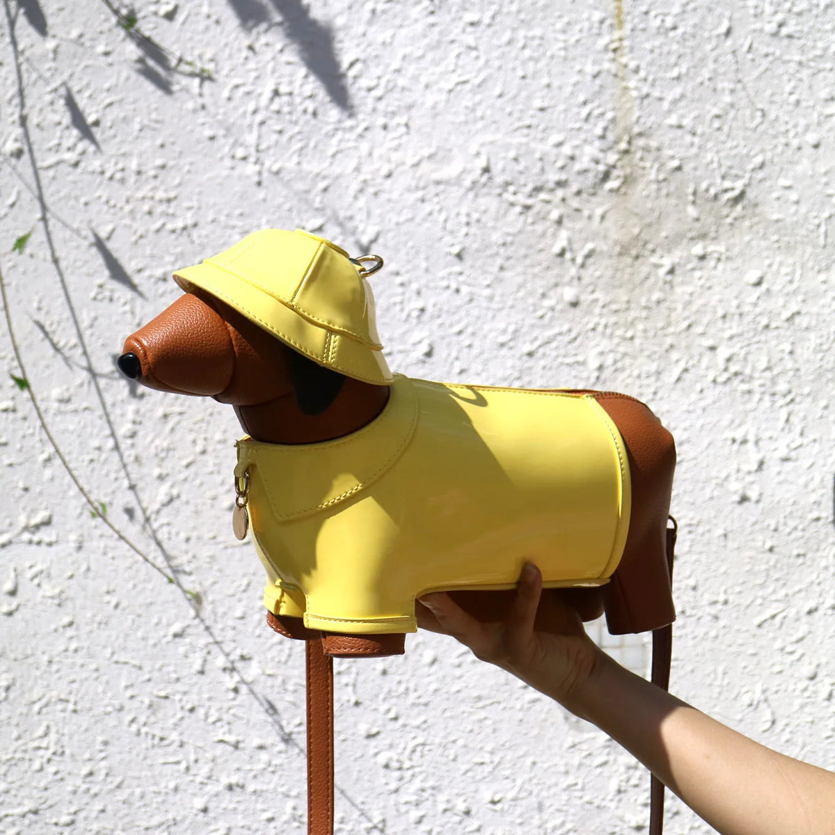 Bolsa Dachshund 3D com Chapéu em Couro PU