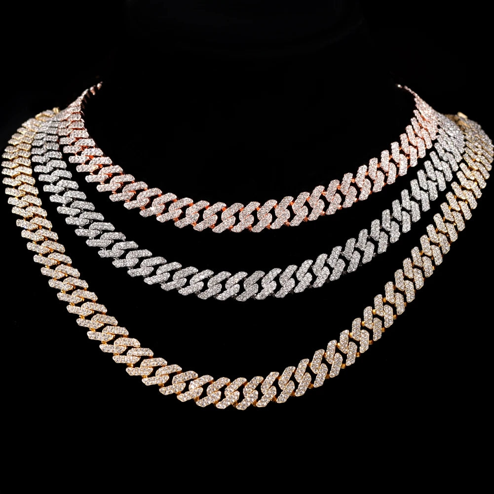 Corrente Cravejada Strass Gargantilha Miami Choker Iced
