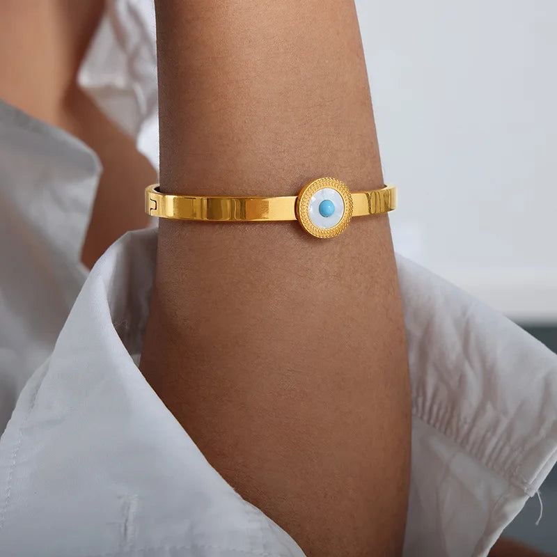 Pulseira de Aço Inoxidável Boho Olho Grego