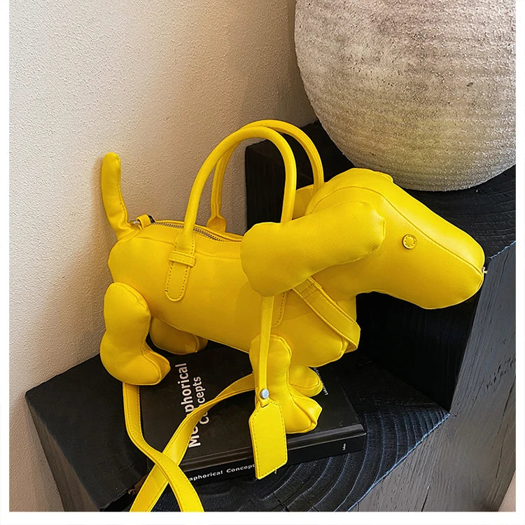 Bolsa Cachorro Cartoon 3D Couro PU com Alça Superior