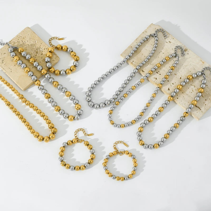Conjunto de Colar e Pulseira em Aço Inox