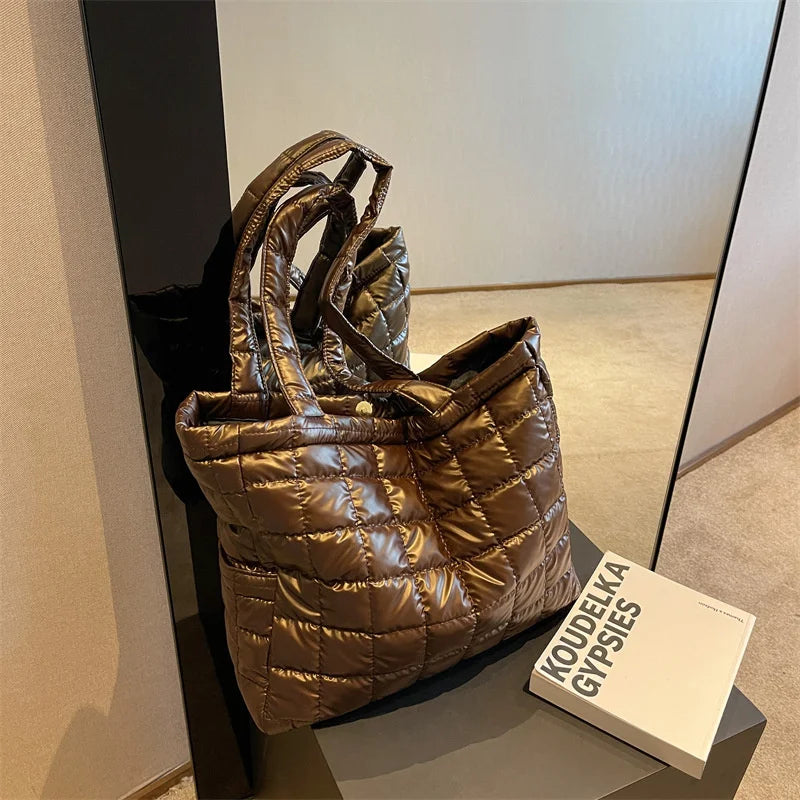 Bolsa Puffer Shopbag Metalizada Esportiva Casual