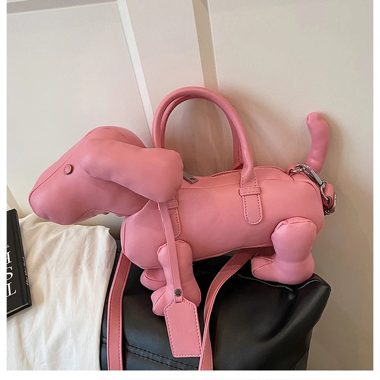 Bolsa Cachorro Cartoon 3D Couro PU com Alça Superior