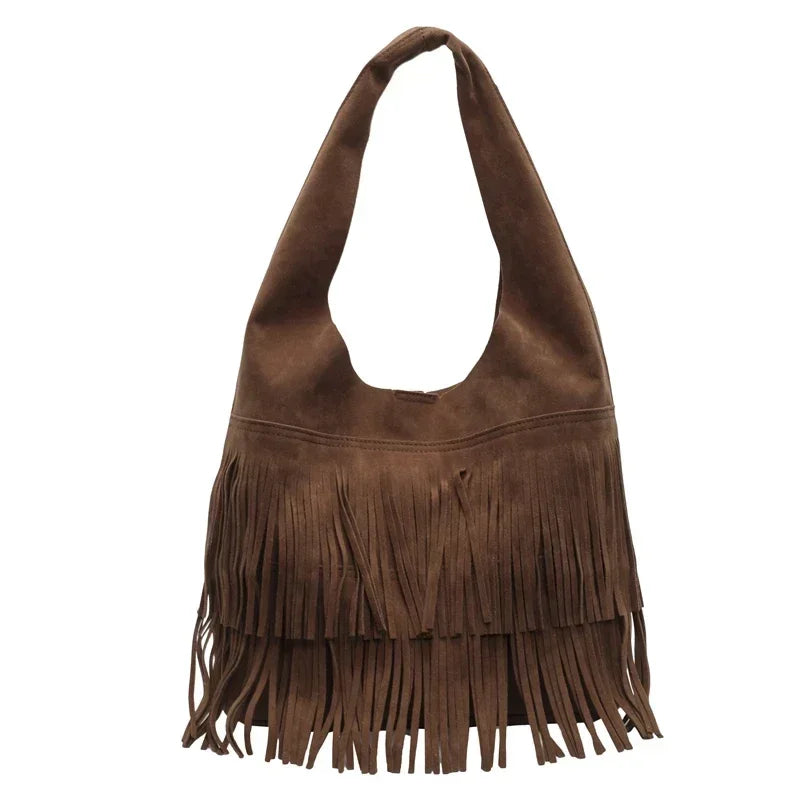 Bolsa Boho Camurça com Franjas em Camadas