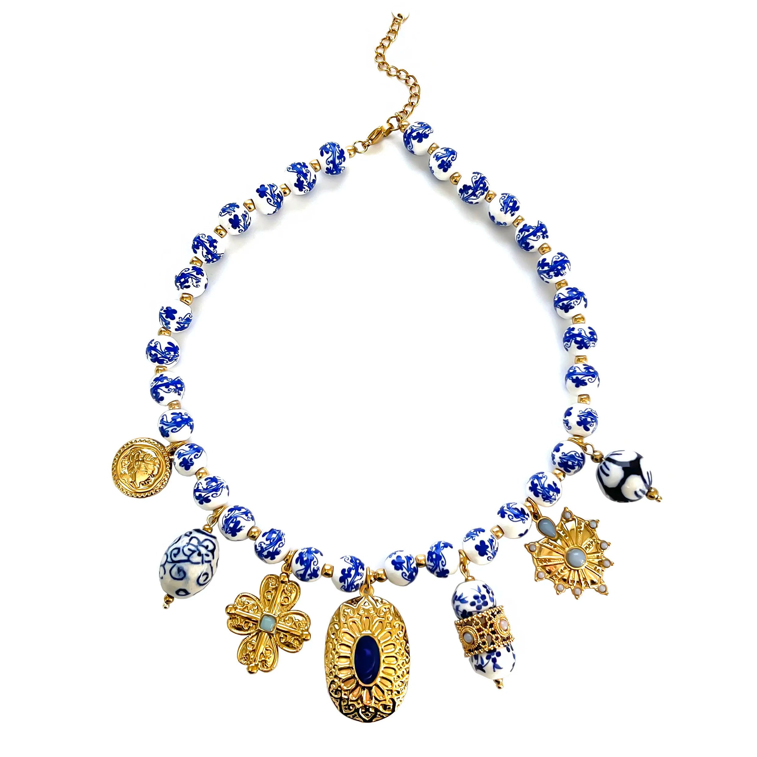 Colar Artesanal Porcelana Azul