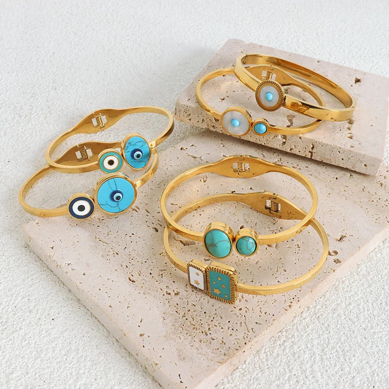 Pulseira de Aço Inoxidável Boho Olho Grego