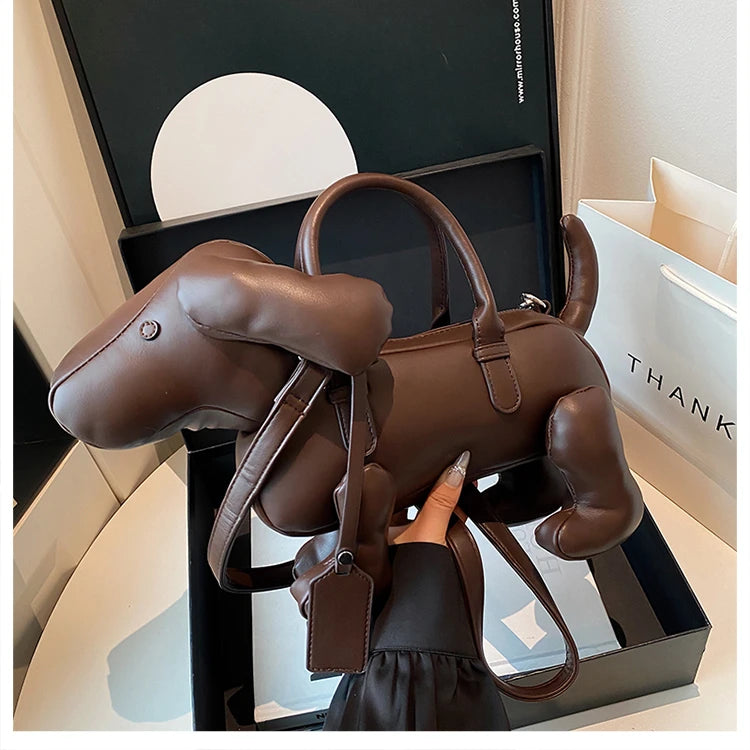Bolsa Cachorro Cartoon 3D Couro PU com Alça Superior