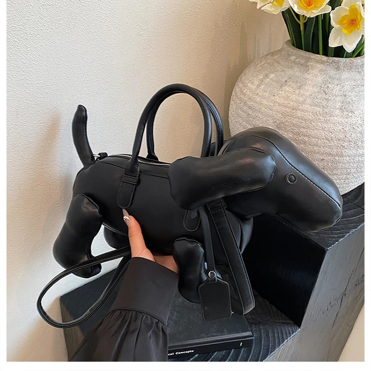 Bolsa Cachorro Cartoon 3D Couro PU com Alça Superior