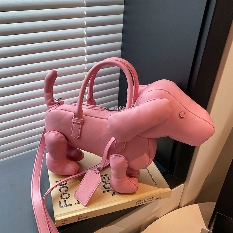 Bolsa Cachorro Cartoon 3D Couro PU com Alça Superior