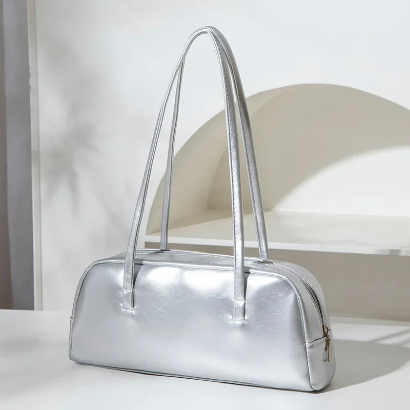 Bolsa Shoulder Baguette com Alças Duplas e Zíper