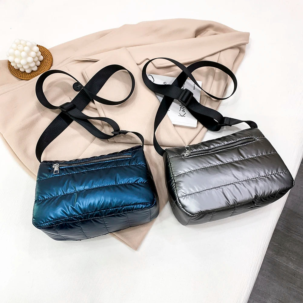 Bolsa Puffer Esportiva Crossbody Metalizada