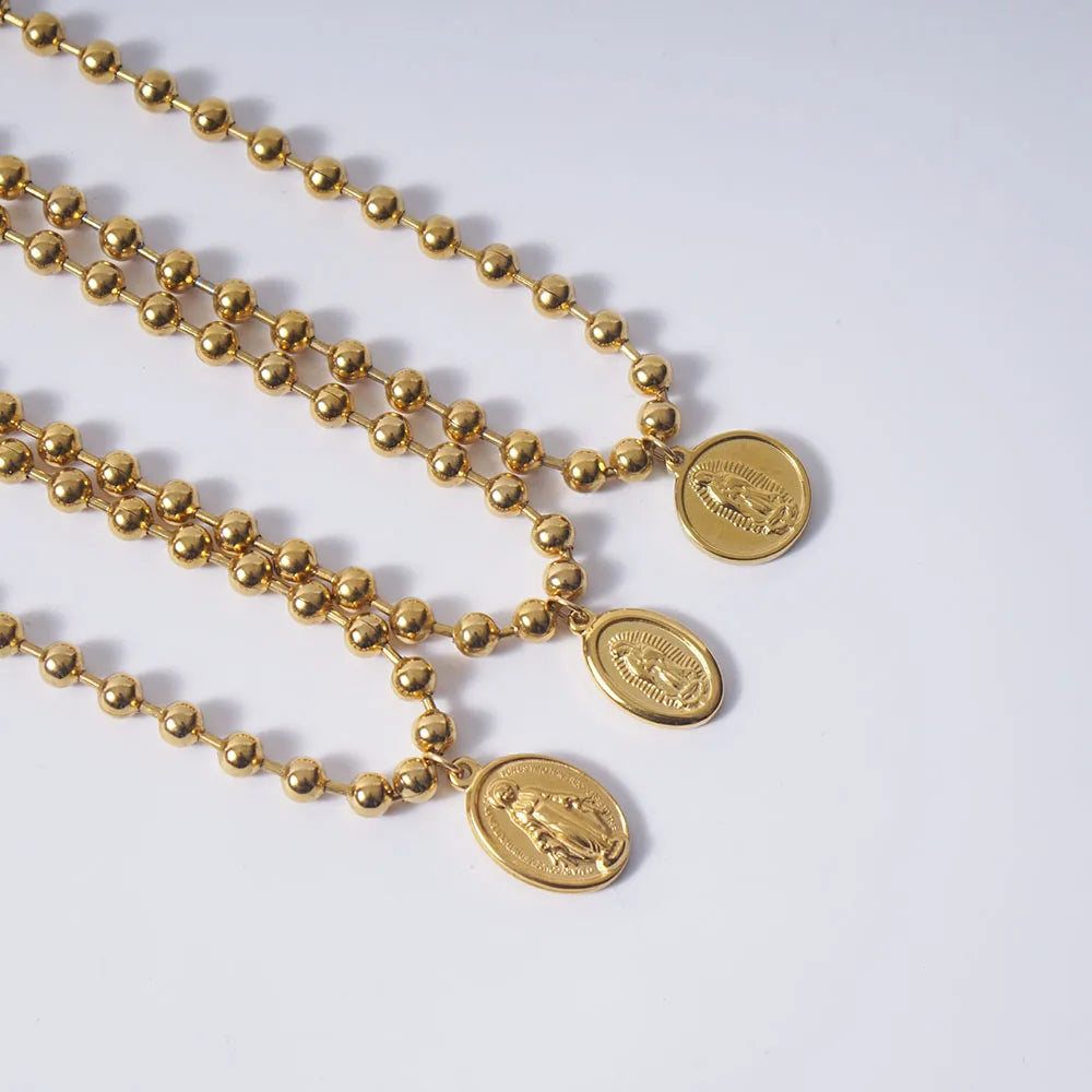 Colar Corrente e Medalha Nossa Senhora em Aço Inoxidável