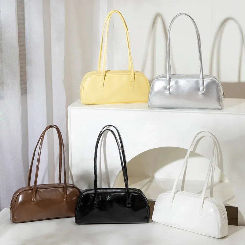 Bolsa Shoulder Baguette com Alças Duplas e Zíper