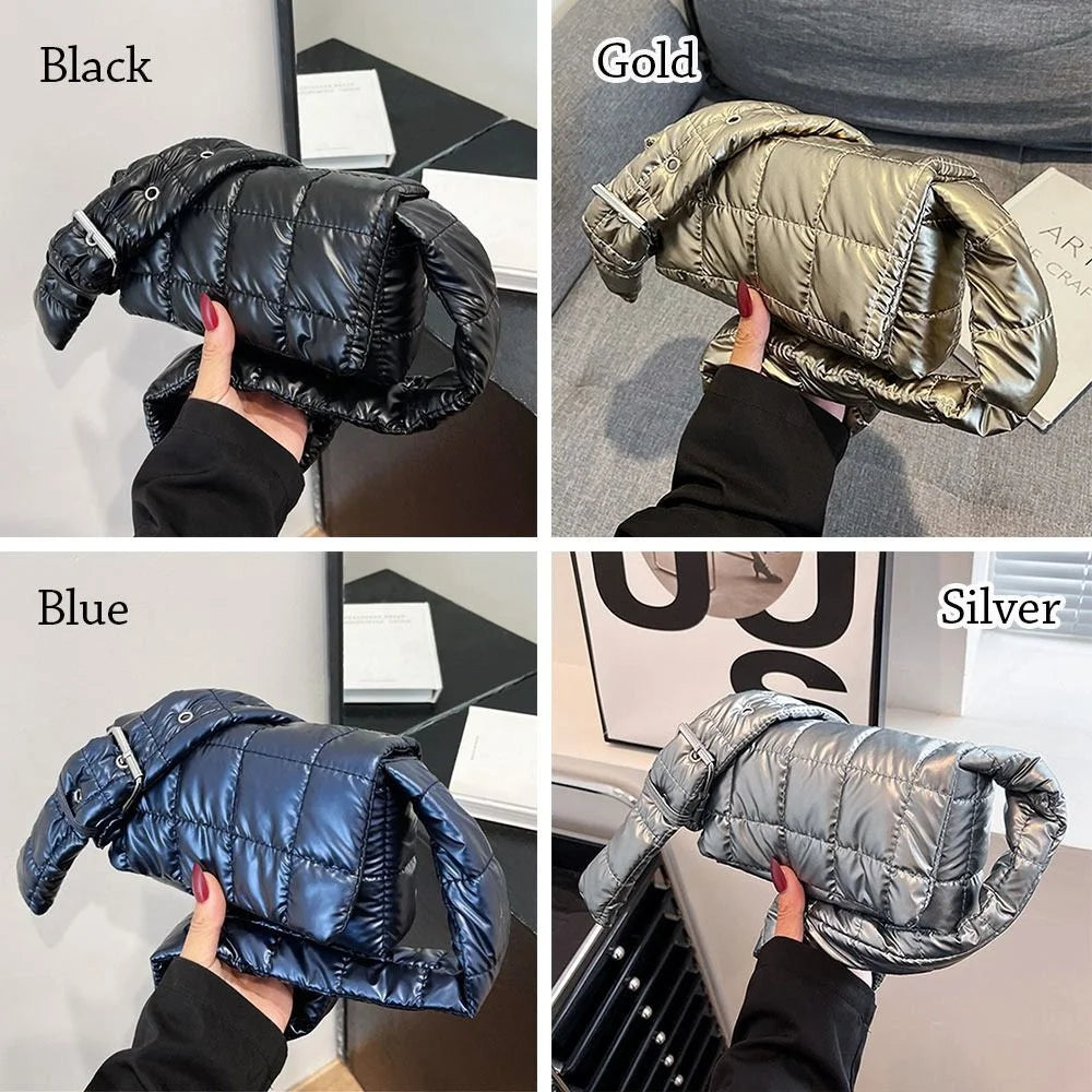 Bolsa Puffer Tote Metalizada Casual Esportiva