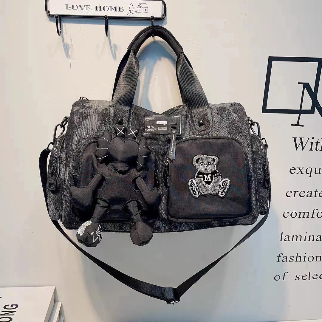 Bolsa de Denim Personalizada e Alça de Couro Real