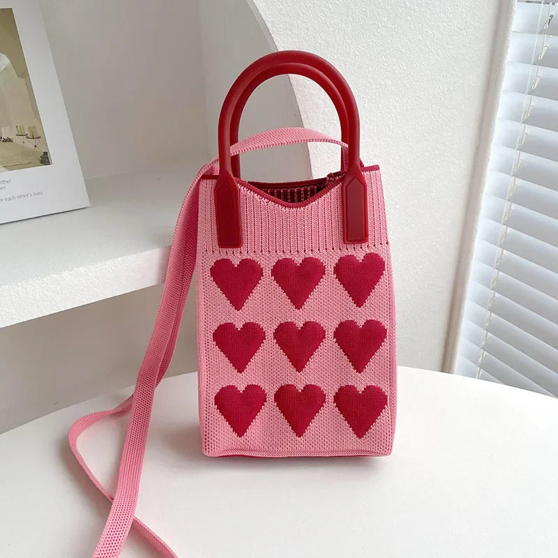 Bolsa Coração Tricotado