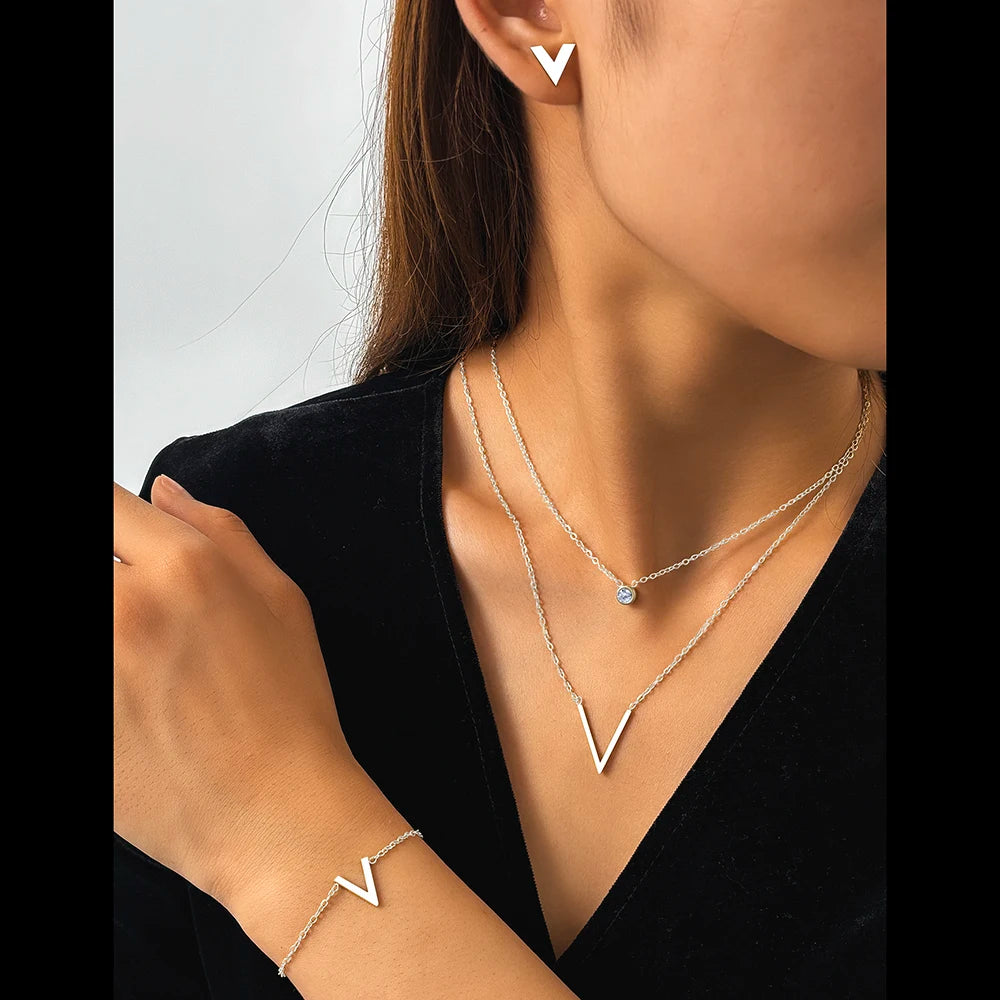 Conjunto de Joias Femininas de Aço Inoxidável com Cruz Cristã