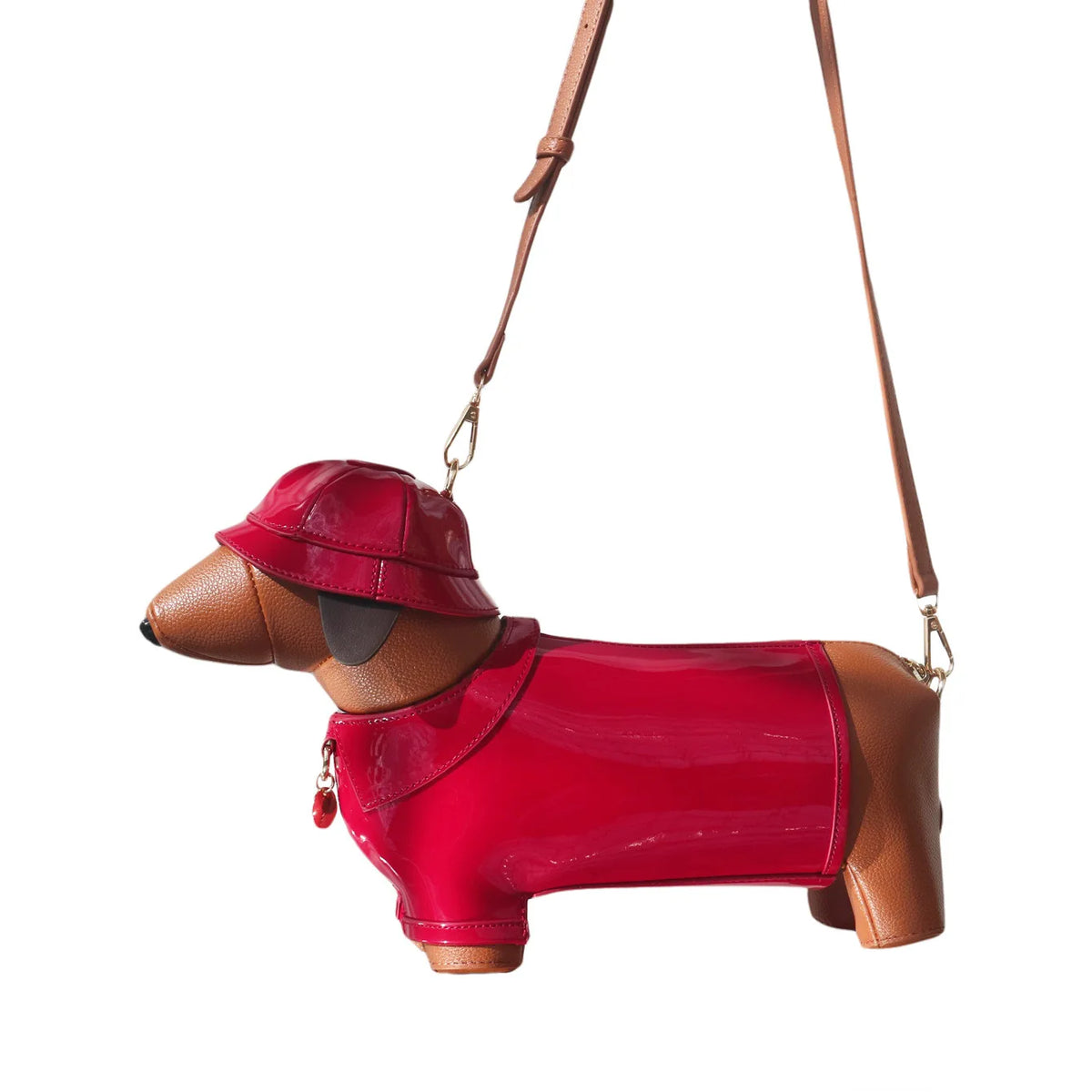 Bolsa Dachshund 3D com Chapéu em Couro PU