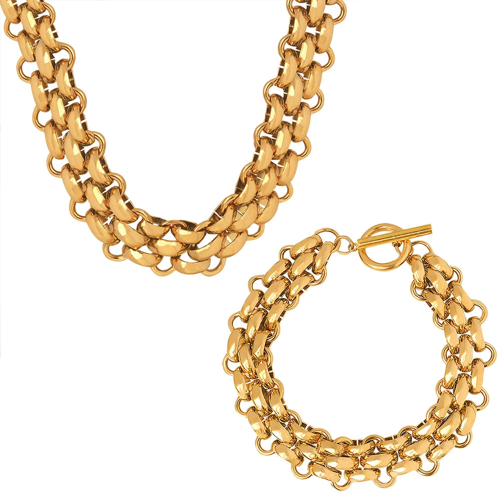 Colar e Pulseira em Aço Inoxidável