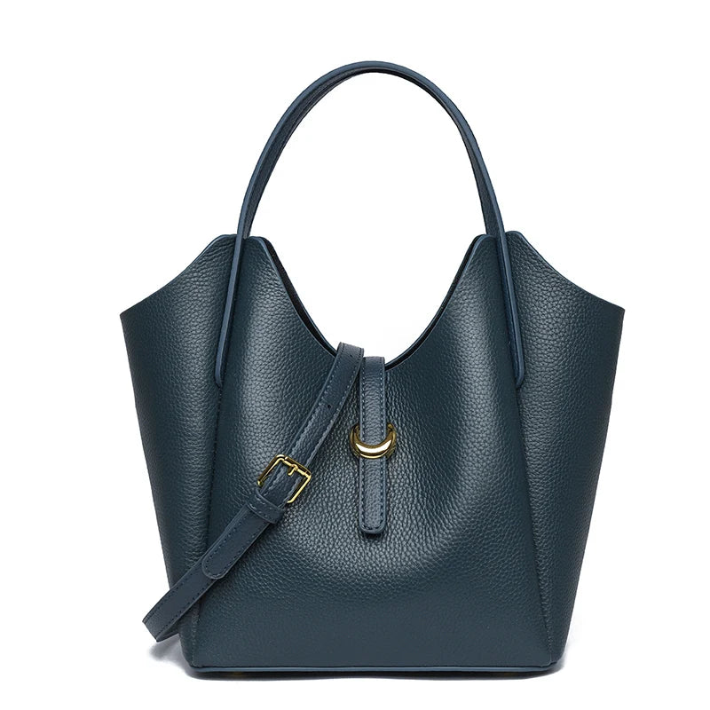 Bolsa Tote em Couro Legítimo Minimalista com Alça Ajustável