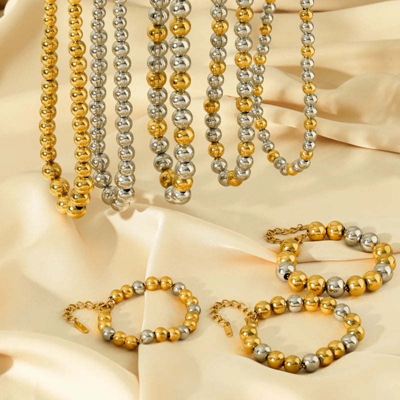 Conjunto de Colar e Pulseira em Aço Inox