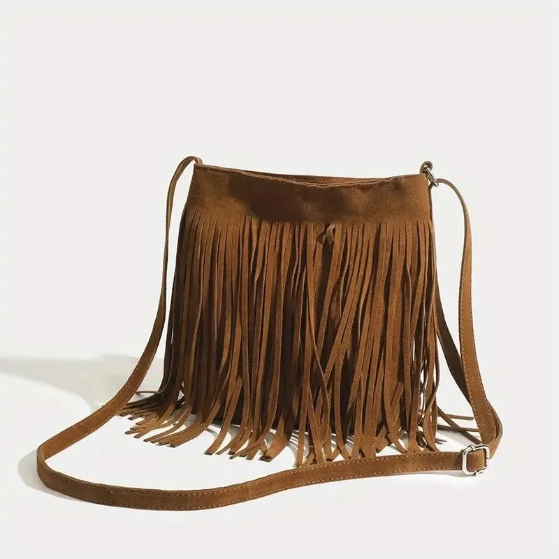 Bolsa Tiracolo Camurça com Franjas