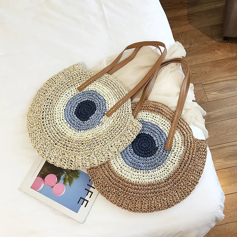 Bolsa de Palha Olho Grego Artesanal Moda Praia