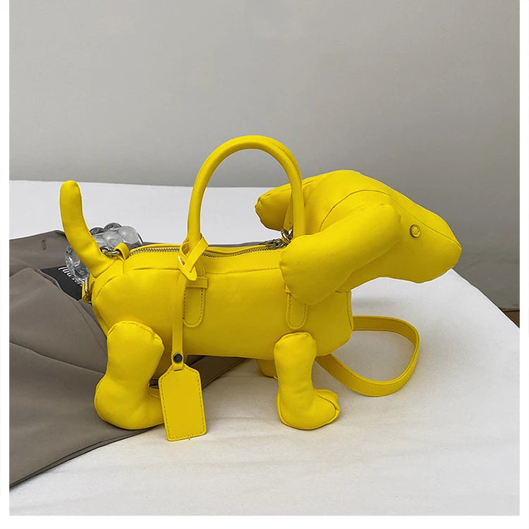 Bolsa Cachorro Cartoon 3D Couro PU com Alça Superior