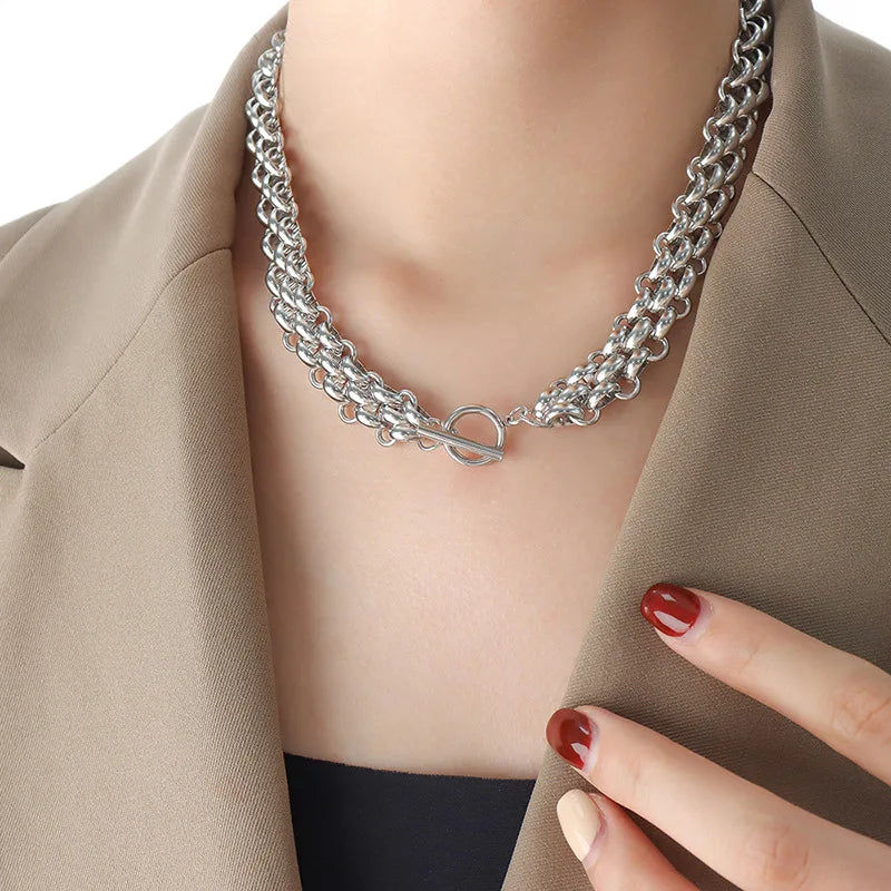 Colar e Pulseira em Aço Inoxidável