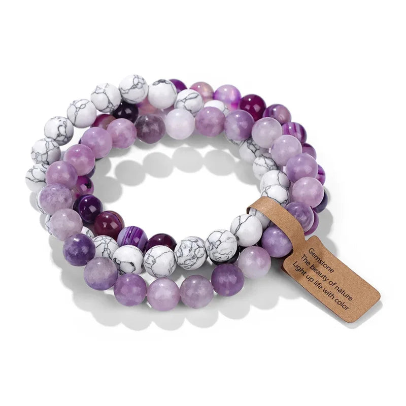 Conjunto de Pulseiras de Cristal de Pedra Natural Energia Positiva