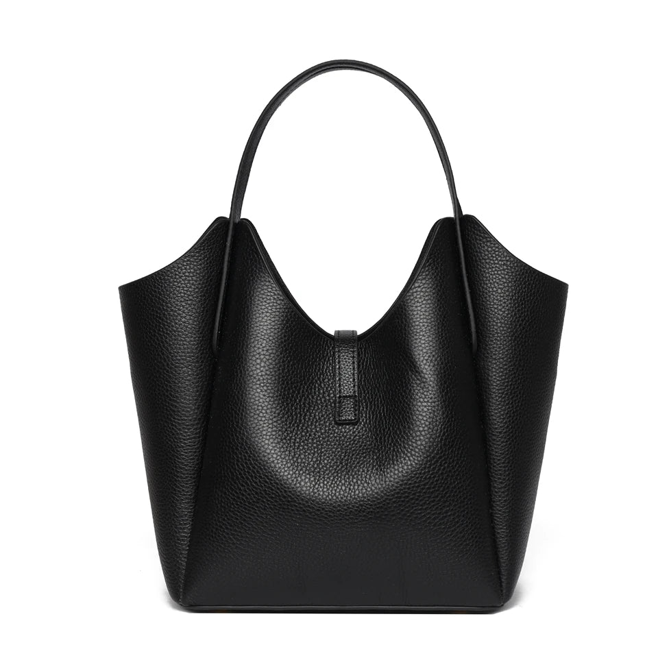 Bolsa Tote em Couro Legítimo Minimalista com Alça Ajustável