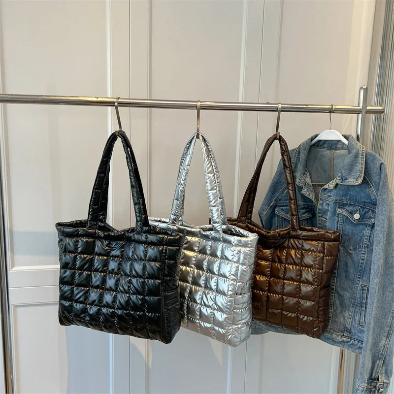 Bolsa Puffer Shopbag Metalizada Esportiva Casual