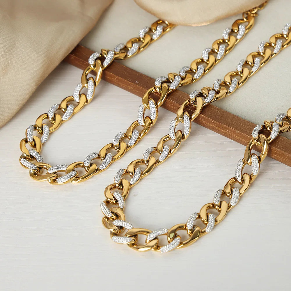 Conjunto de Colar e Pulseira de Aço Inoxidável