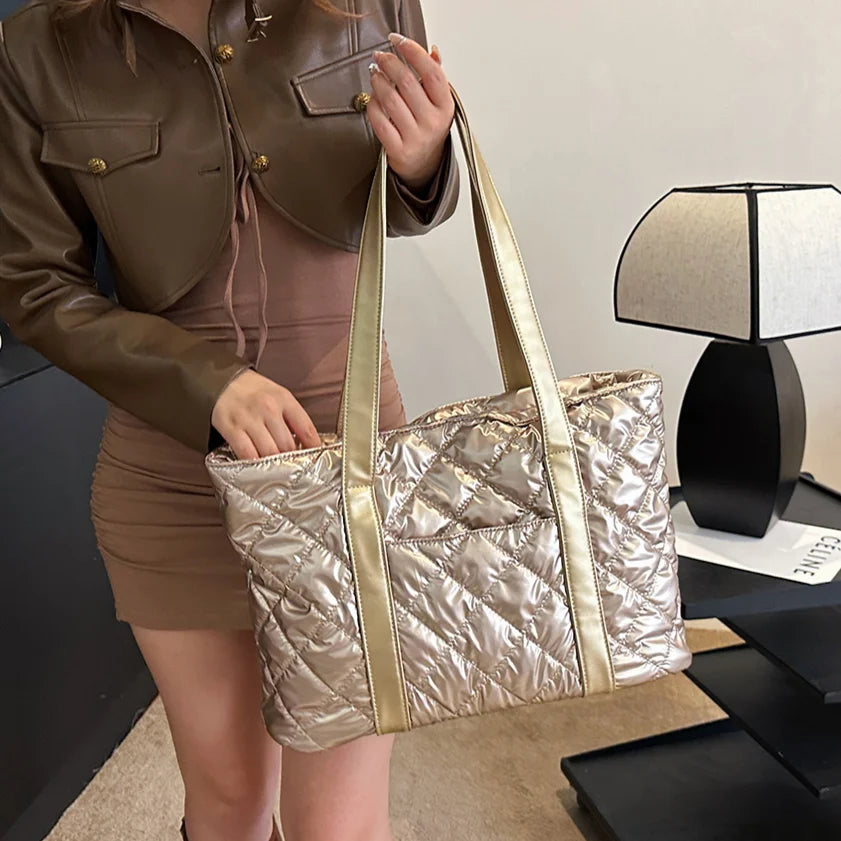 Bolsa Puffer Esportiva Shop Bag  Metalizada