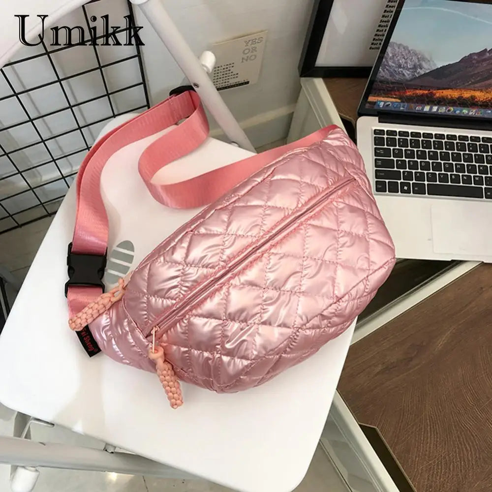 Bolsa Puffer Pochete Crossbody Metalizada