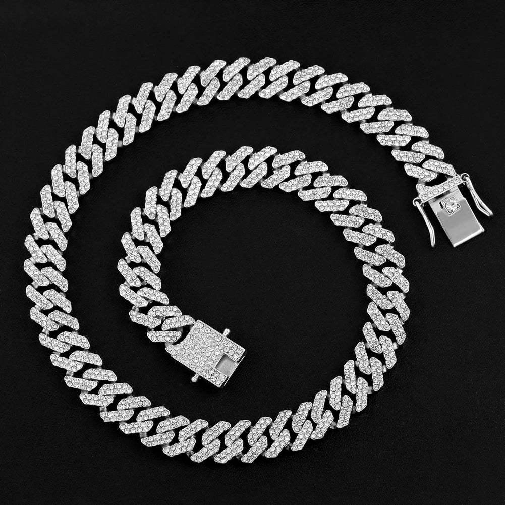 Corrente Cravejada Strass Gargantilha Miami Choker Iced